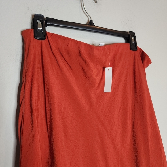 NWT Madewell Orange Clay Layton Pull On Midi Slip Skirt Size 12 - Picture 12 of 15